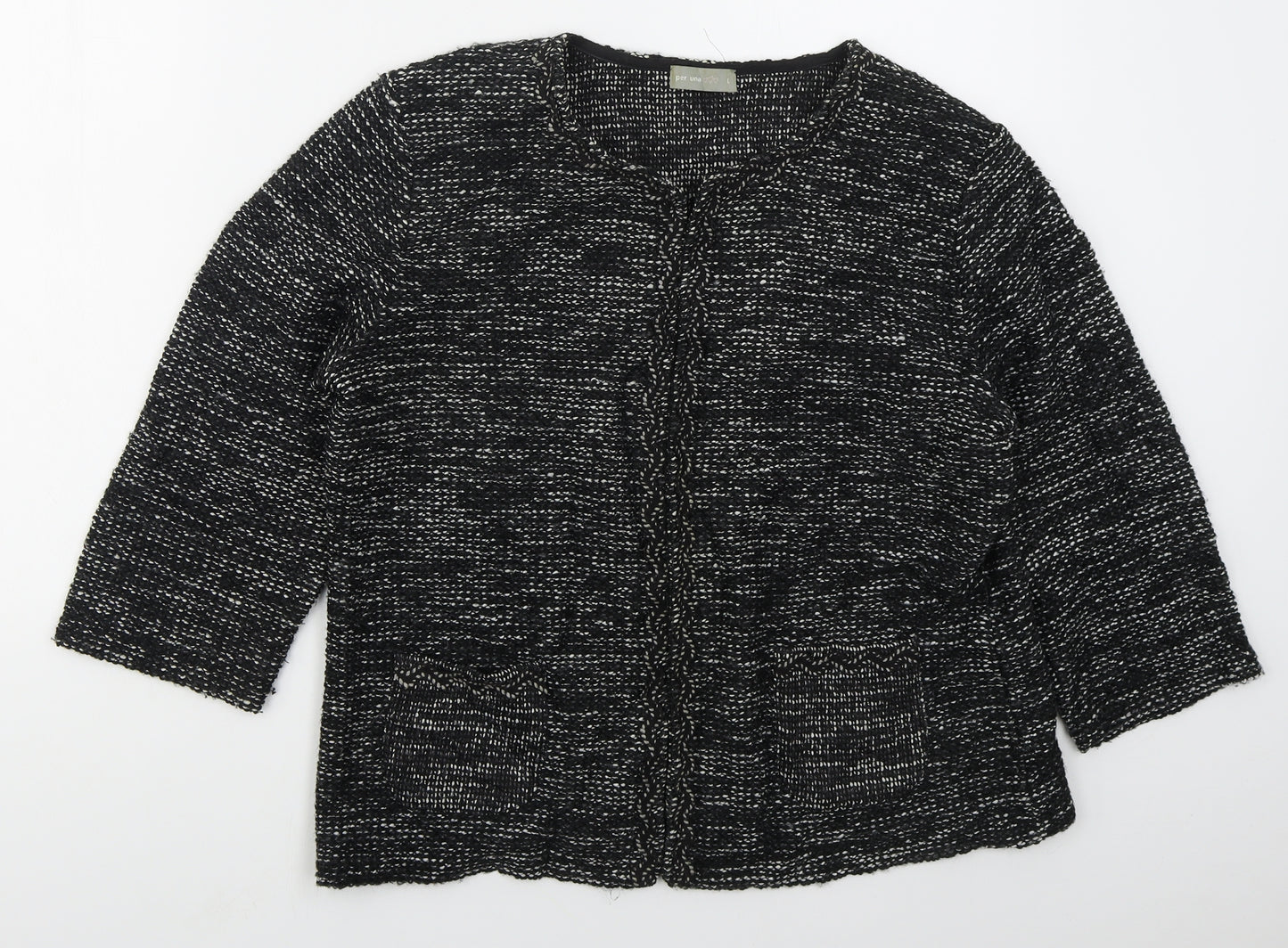 Per Una Womens Black Round Neck  Acrylic Cardigan Jumper Size L