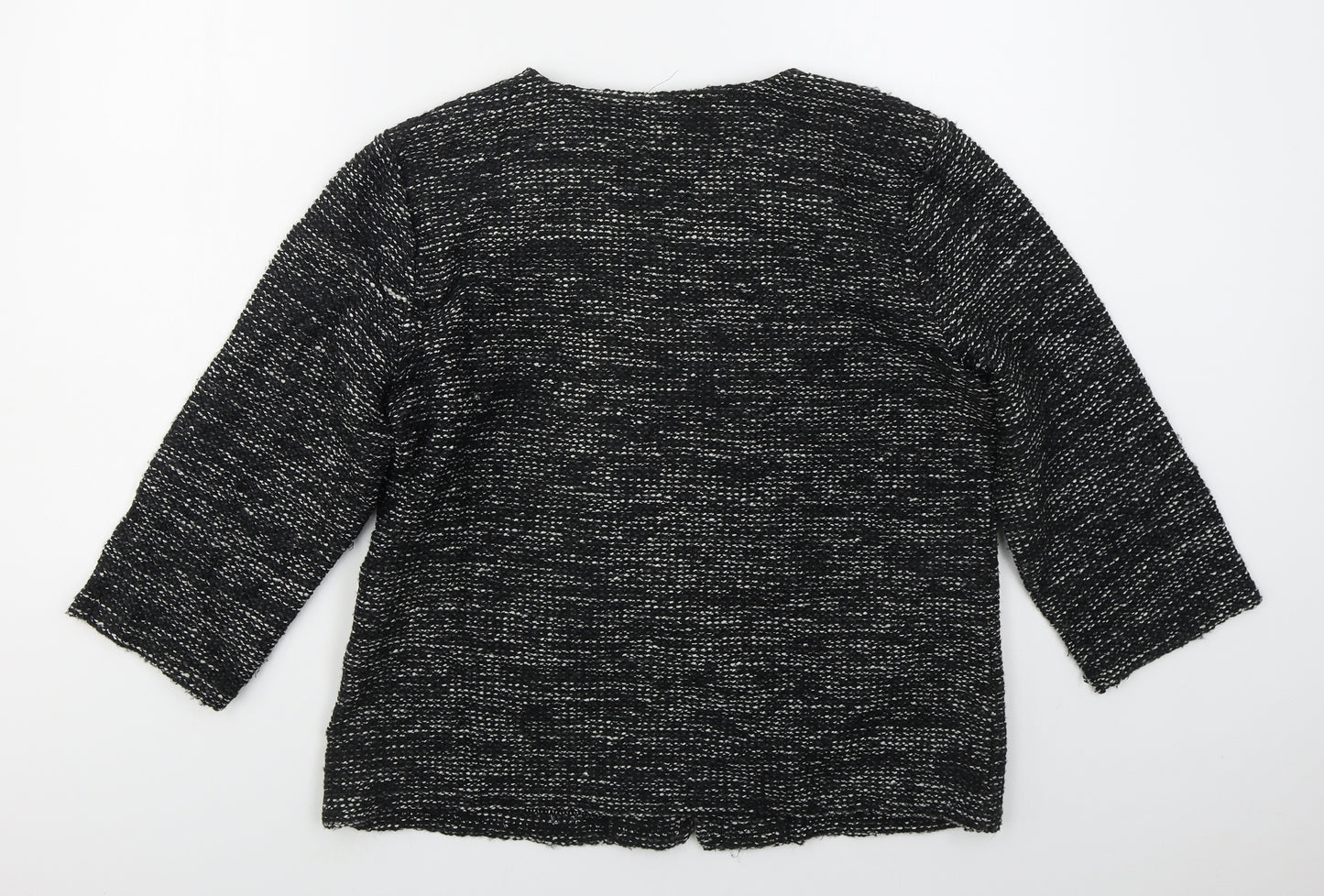Per Una Womens Black Round Neck  Acrylic Cardigan Jumper Size L
