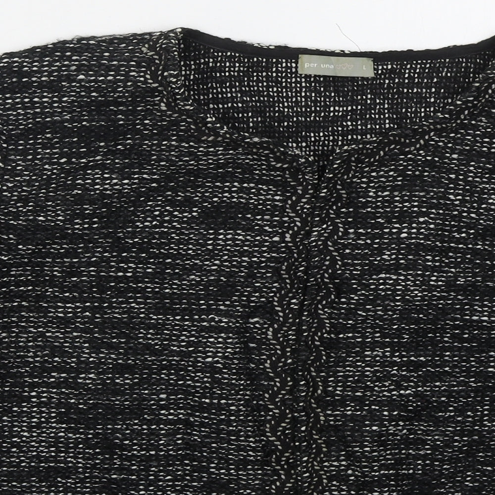 Per Una Womens Black Round Neck  Acrylic Cardigan Jumper Size L