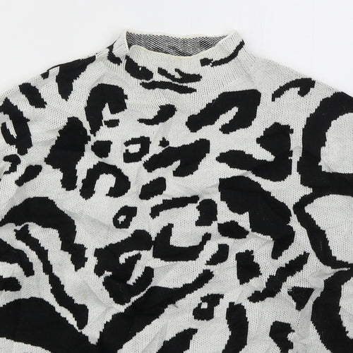 SheIn Girls White Mock Neck Animal Print Acrylic Pullover Jumper Size 10 Years  Pullover