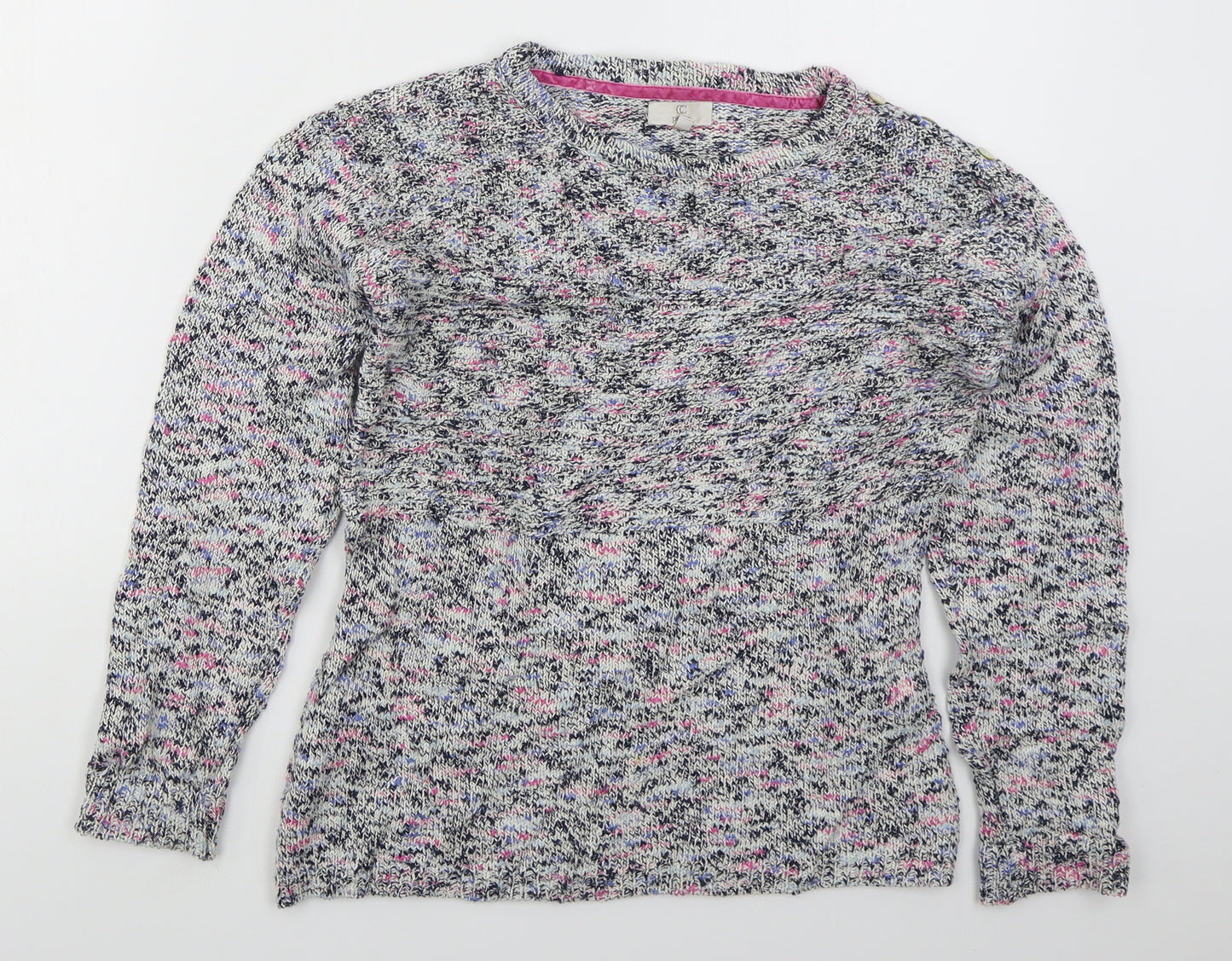 Country Casuals Womens Blue Crew Neck  Cotton Pullover Jumper Size M