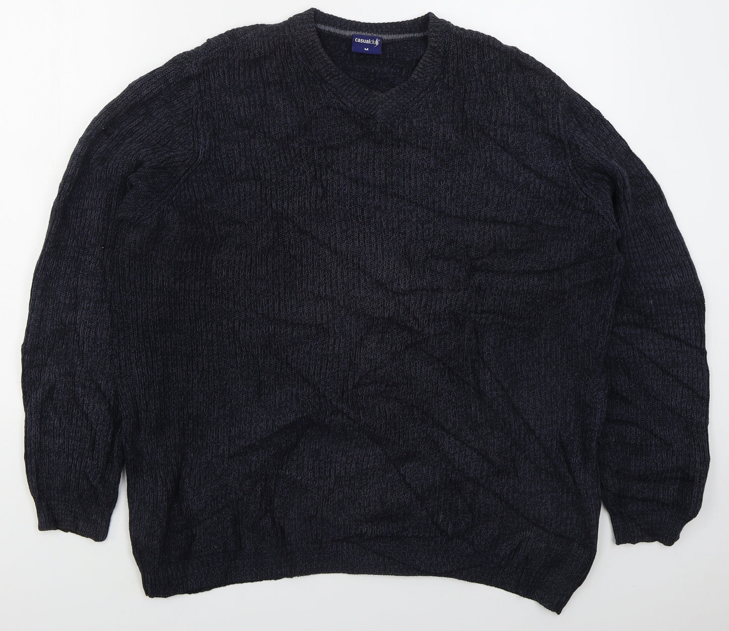 Casual Club Mens Blue Crew Neck  Cotton Pullover Jumper Size M