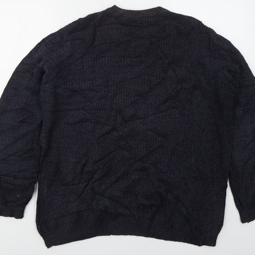 Casual Club Mens Blue Crew Neck  Cotton Pullover Jumper Size M