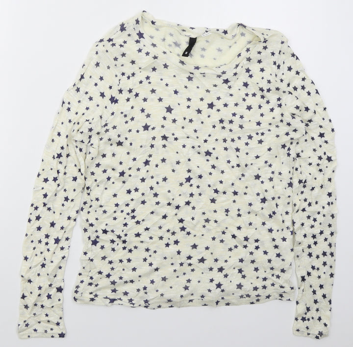 H&M Womens Ivory Round Neck Viscose Pullover Jumper Size S - Stars