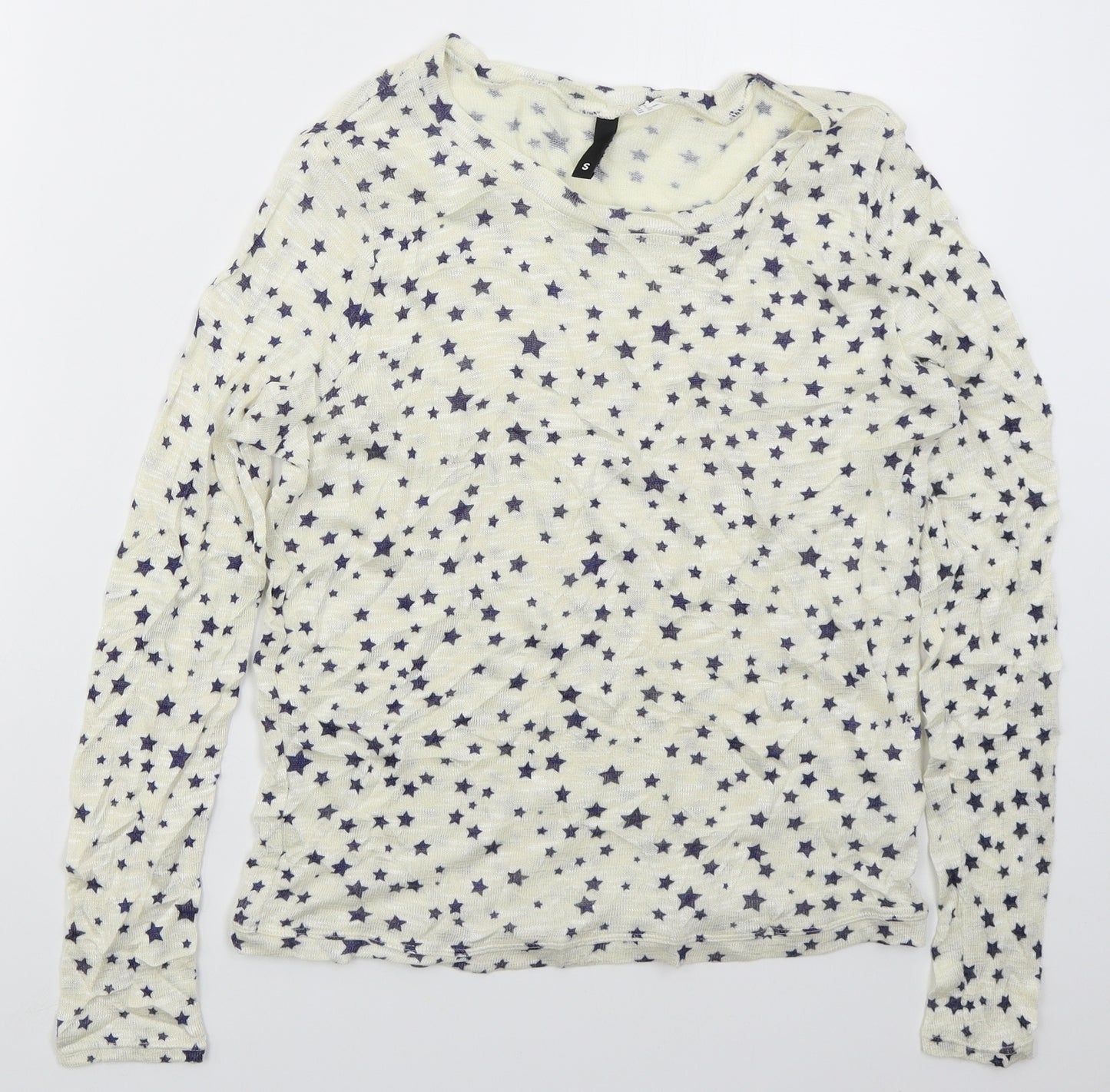 H&M Womens Ivory Round Neck  Viscose Pullover Jumper Size S   - Stars