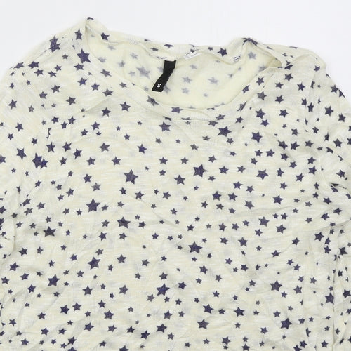 H&M Womens Ivory Round Neck  Viscose Pullover Jumper Size S   - Stars
