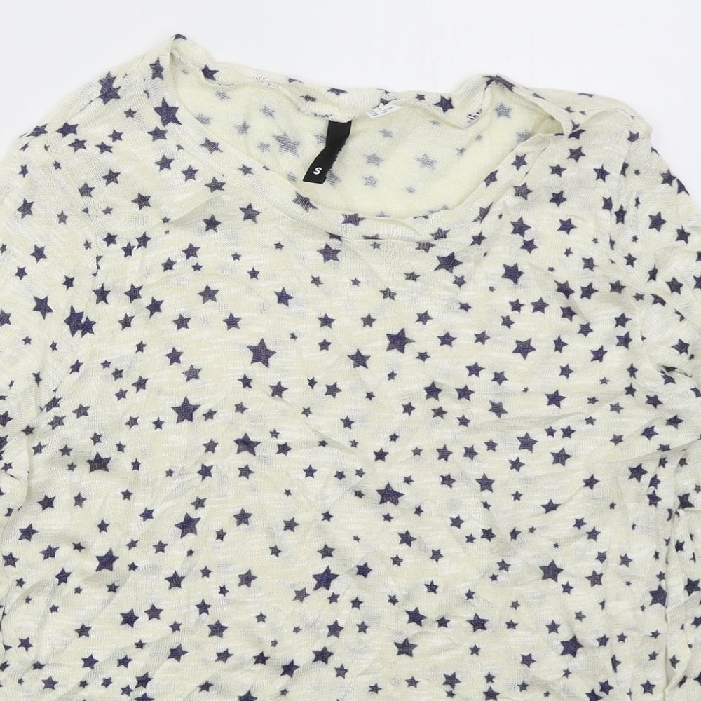 H&M Womens Ivory Round Neck  Viscose Pullover Jumper Size S   - Stars