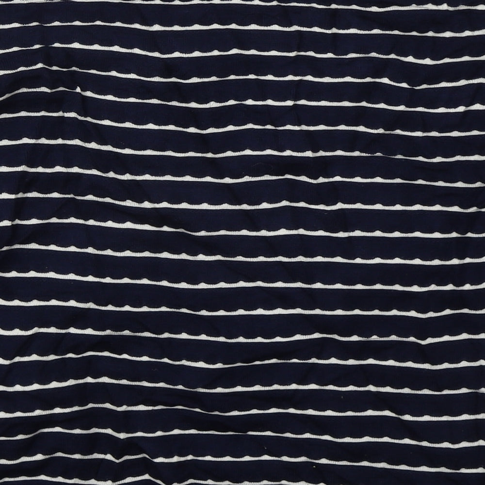 Monsoon Womens Blue Crew Neck Striped Viscose Pullover Jumper Size L   - Flowers
