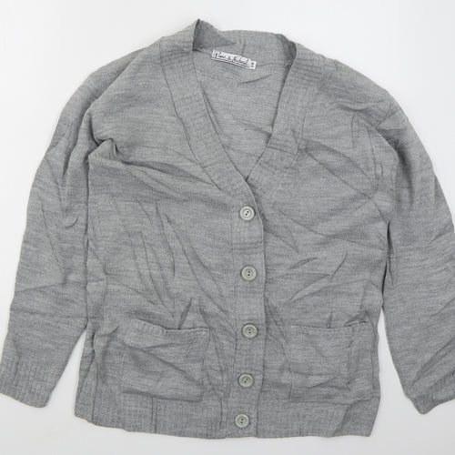 Pure & Natural Womens Grey V-Neck  Acrylic Cardigan Jumper Size S
