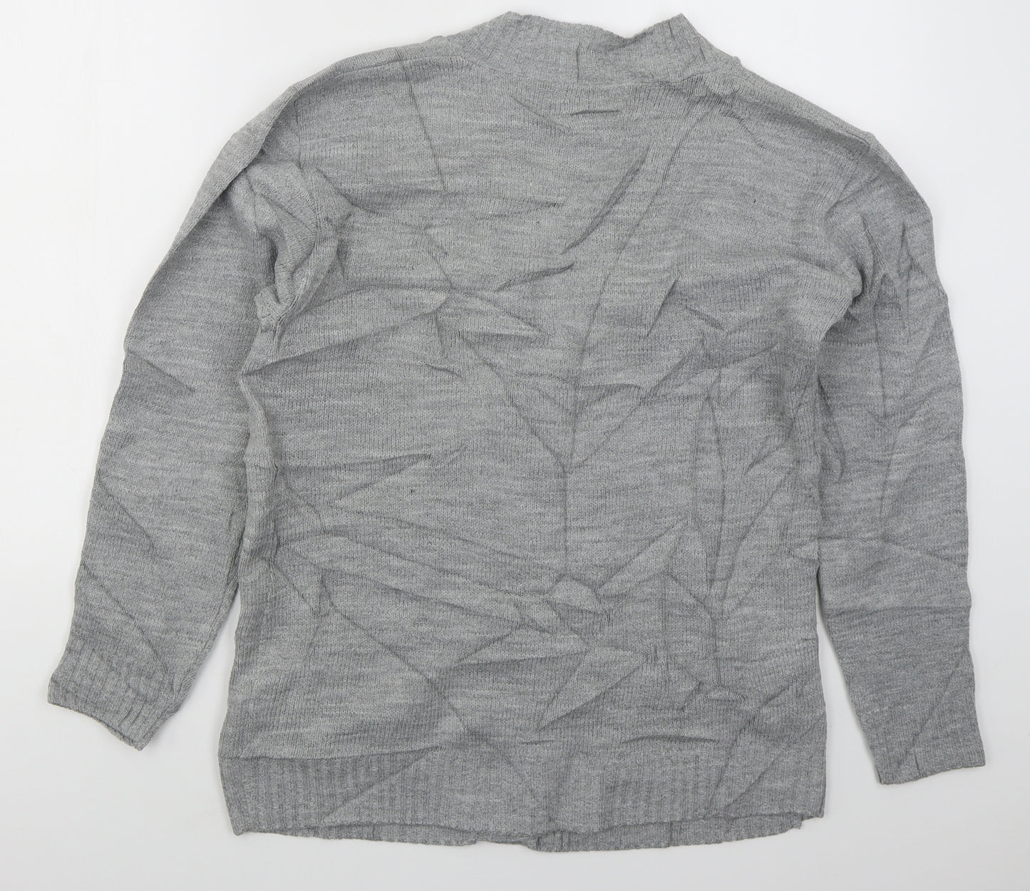 Pure & Natural Womens Grey V-Neck  Acrylic Cardigan Jumper Size S
