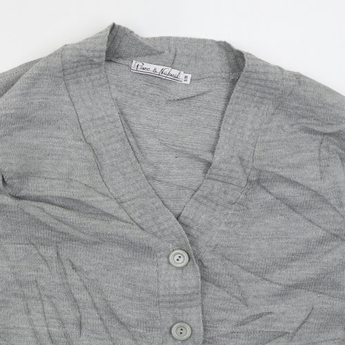 Pure & Natural Womens Grey V-Neck  Acrylic Cardigan Jumper Size S