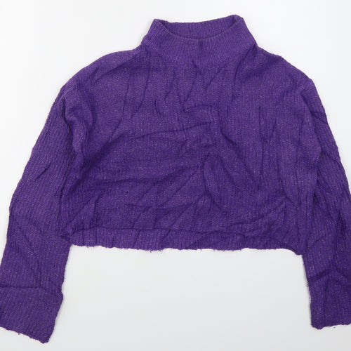 H&M Womens Purple Mock Neck  Acrylic Pullover Jumper Size S
