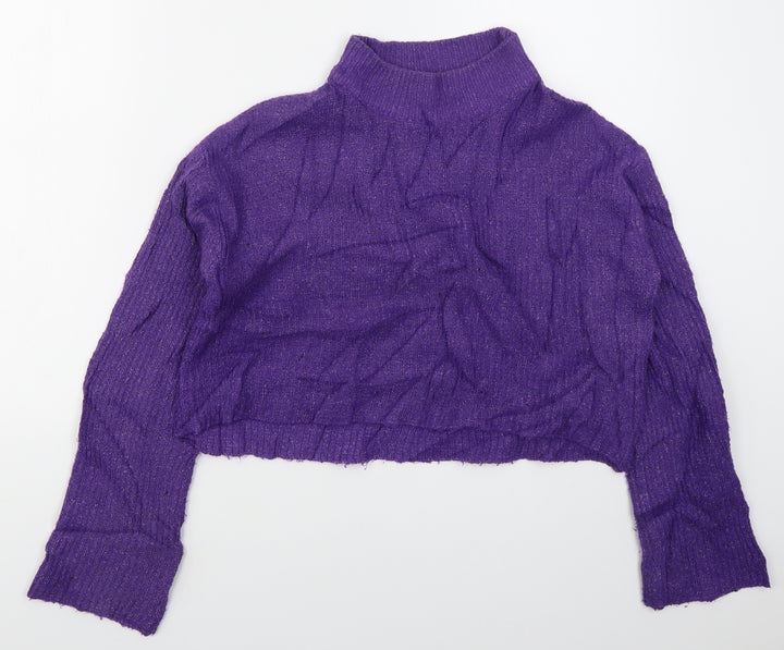 H&M Womens Purple Mock Neck  Acrylic Pullover Jumper Size S