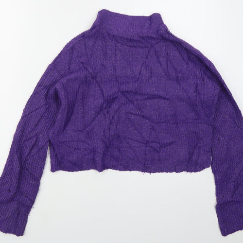 H&M Womens Purple Mock Neck  Acrylic Pullover Jumper Size S