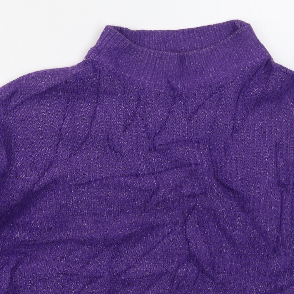 H&M Womens Purple Mock Neck  Acrylic Pullover Jumper Size S