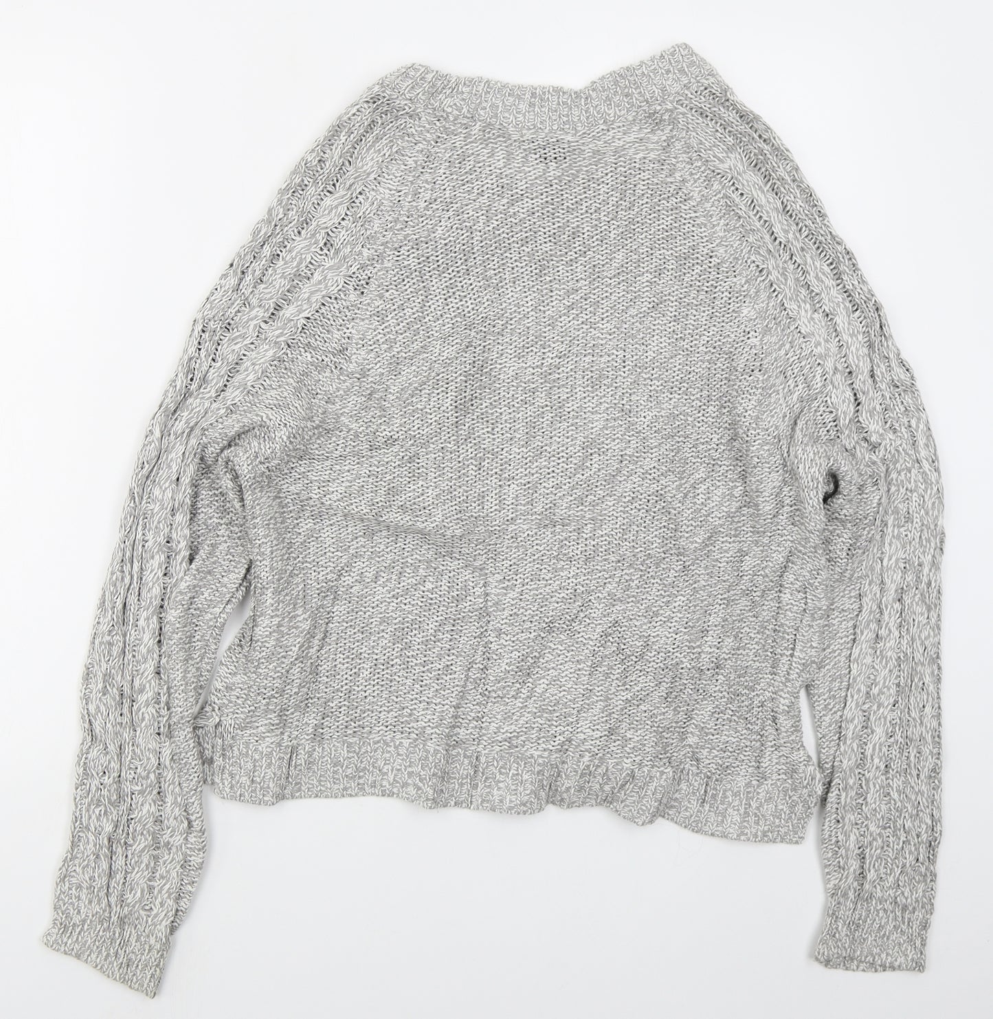 H&M Womens Grey Round Neck  Cotton Pullover Jumper Size M