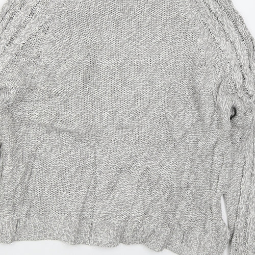 H&M Womens Grey Round Neck  Cotton Pullover Jumper Size M