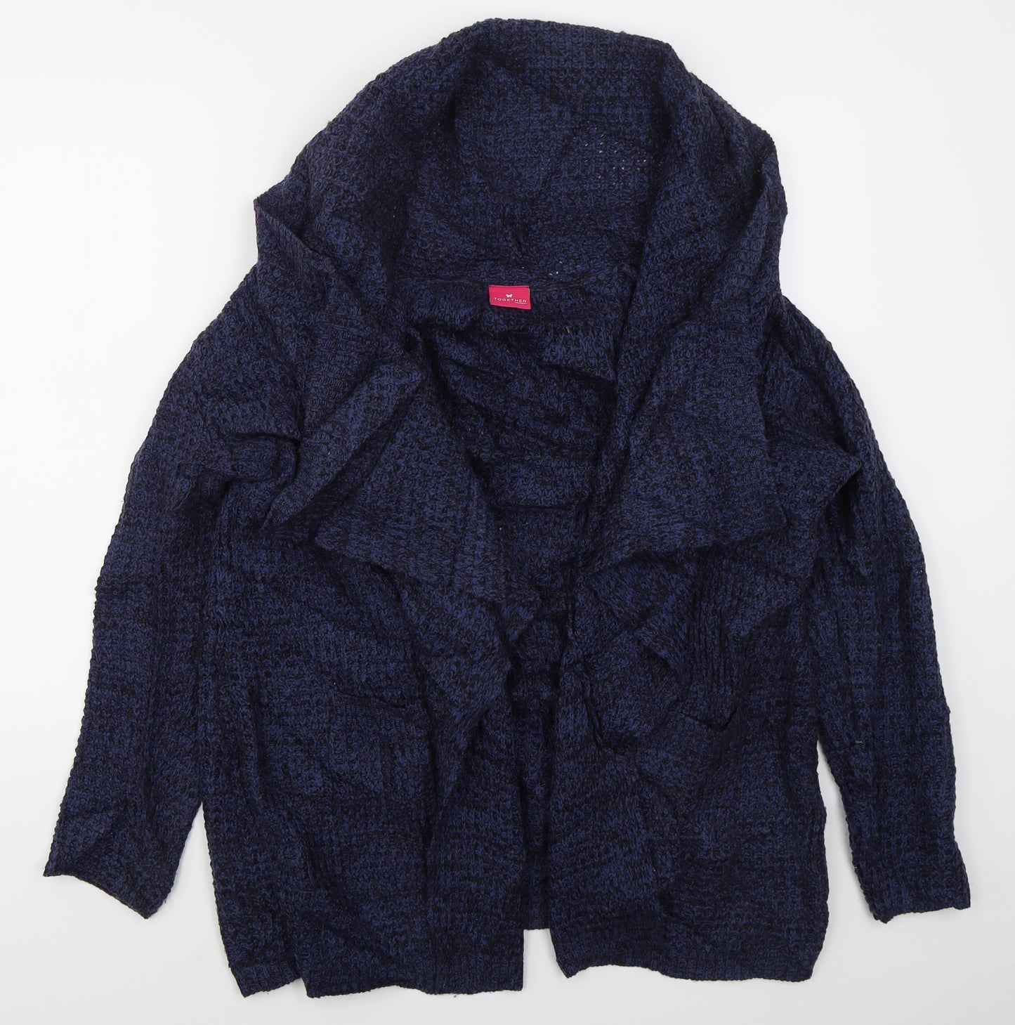 Together Womens Blue V-Neck  Acrylic Cardigan Jumper Size 14