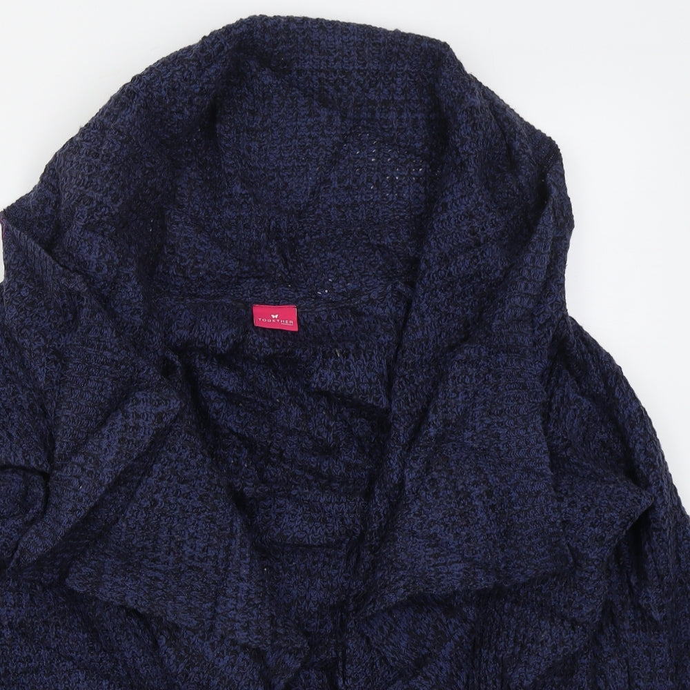 Together Womens Blue V-Neck  Acrylic Cardigan Jumper Size 14