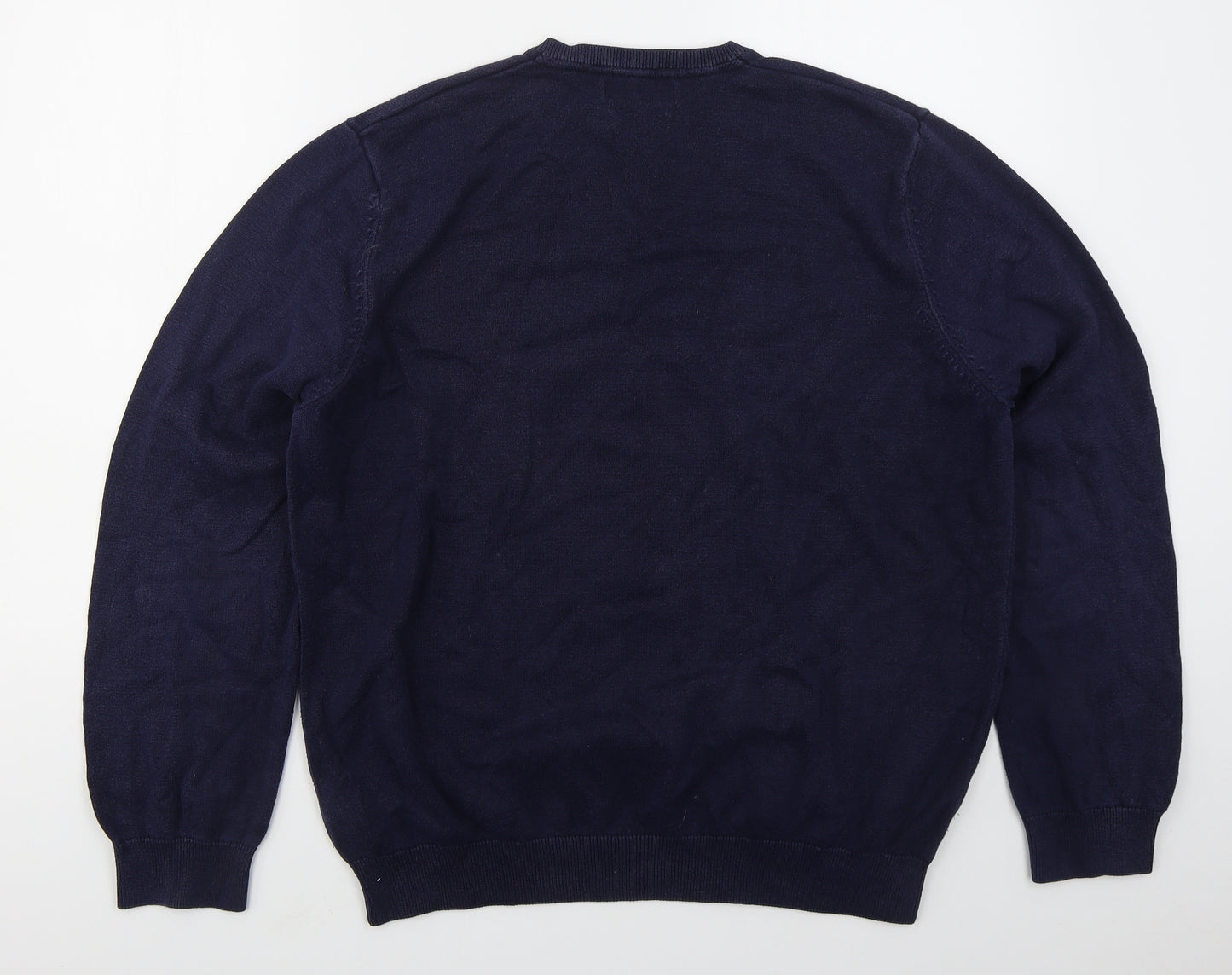 Marks and Spencer Mens Blue V-Neck  Cotton Pullover Jumper Size XL