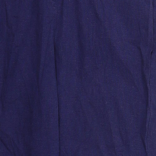 Very Womens Blue  Linen Trousers  Size 12 L26 in Regular Hook & Eye