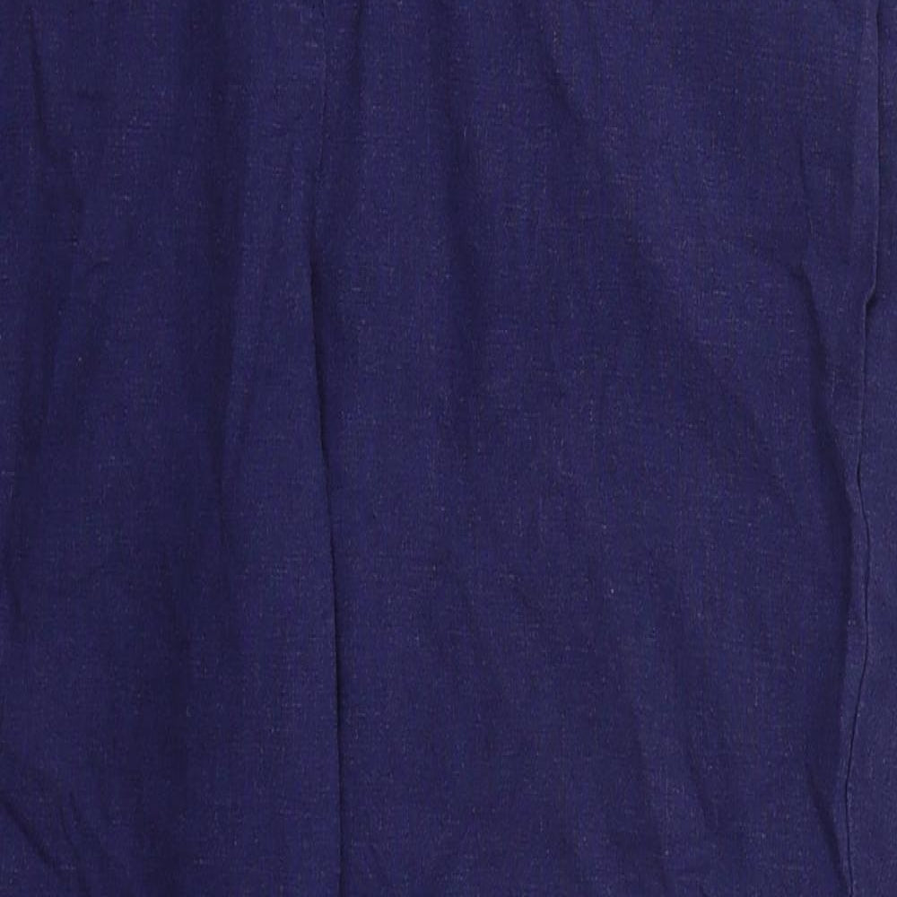 Very Womens Blue  Linen Trousers  Size 12 L26 in Regular Hook & Eye