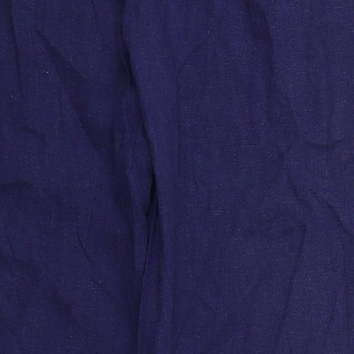 Very Womens Blue  Linen Trousers  Size 12 L26 in Regular Hook & Eye