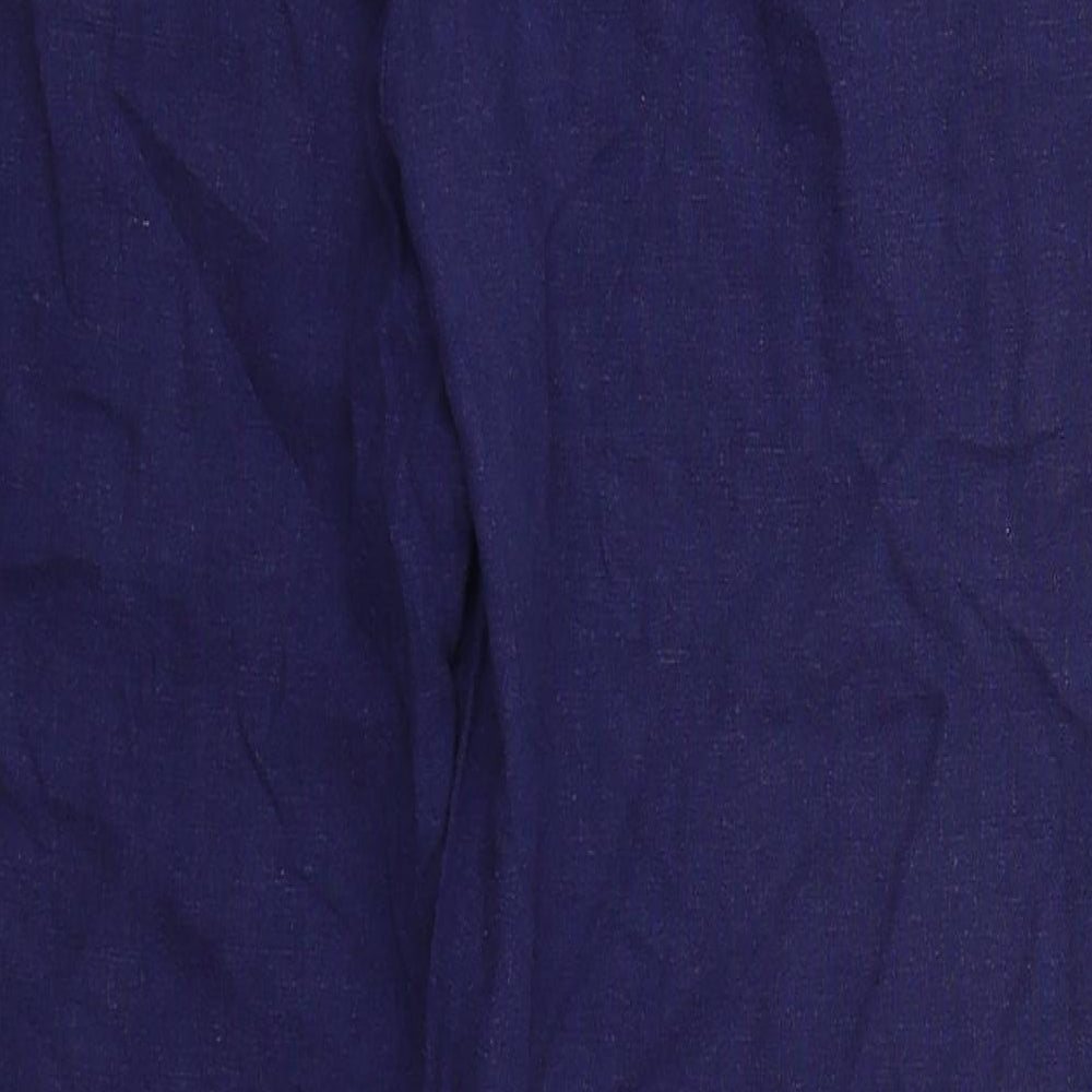 Very Womens Blue  Linen Trousers  Size 12 L26 in Regular Hook & Eye