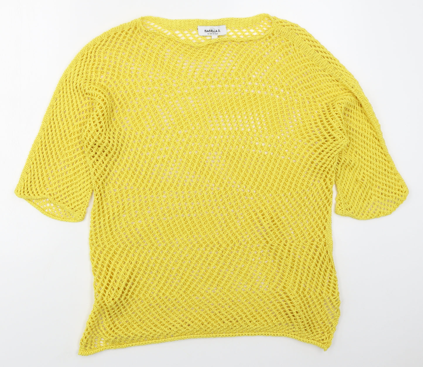 Isabella D Womens Yellow Boat Neck  Acrylic Pullover Jumper Size M