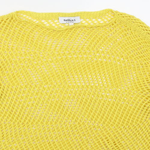 Isabella D Womens Yellow Boat Neck  Acrylic Pullover Jumper Size M