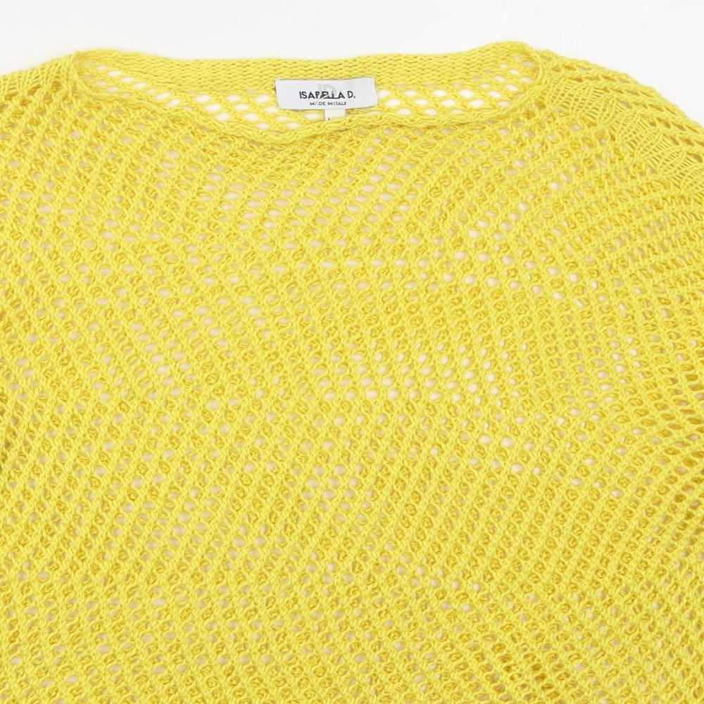 Isabella D Womens Yellow Boat Neck  Acrylic Pullover Jumper Size M