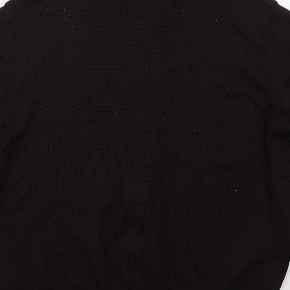 HUGO BOSS Mens Brown Mock Neck  Wool Full Zip Jumper Size L