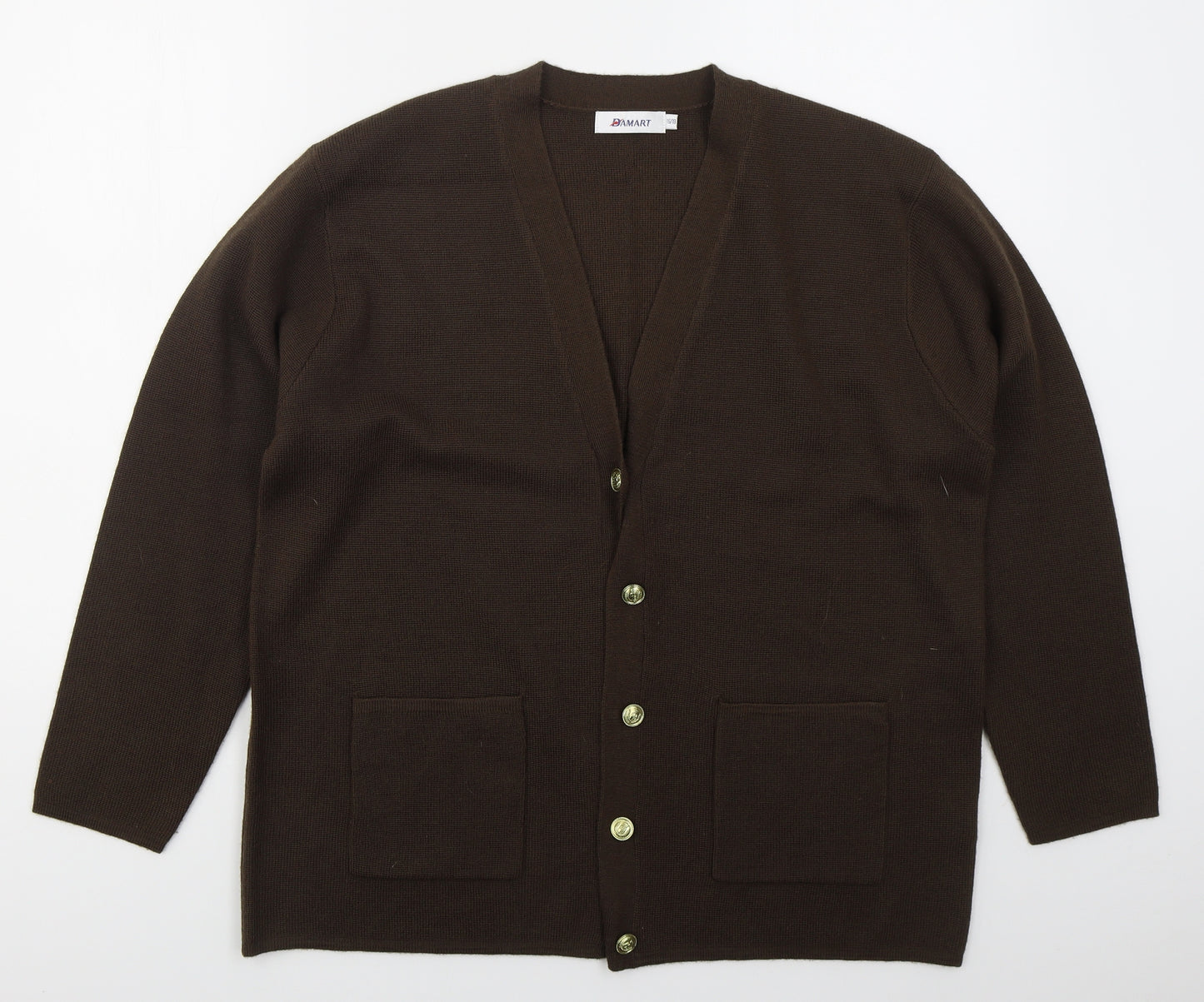 Damart Womens Brown V-Neck  Acrylic Cardigan Jumper Size 16