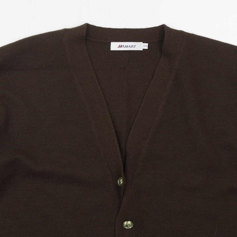 Damart Womens Brown V-Neck  Acrylic Cardigan Jumper Size 16
