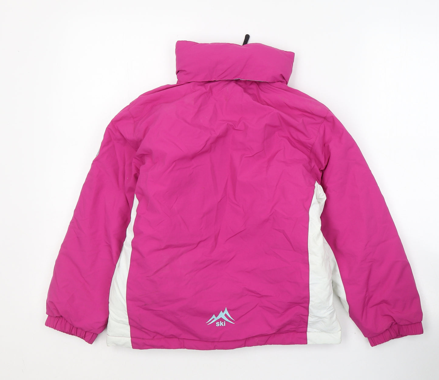 Ski Hit the Slopes Girls Pink Colourblock  Ski Jacket Coat Size 7-8 Years  Zip