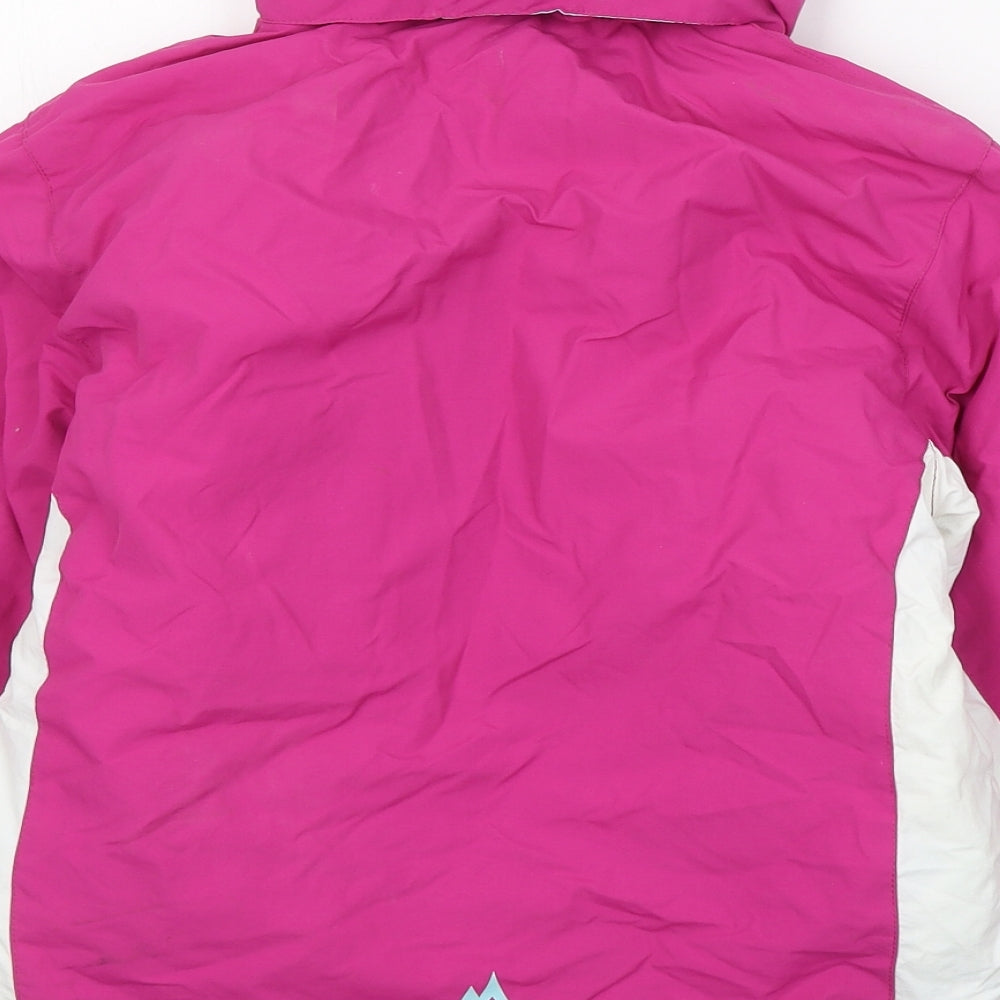 Ski Hit the Slopes Girls Pink Colourblock  Ski Jacket Coat Size 7-8 Years  Zip