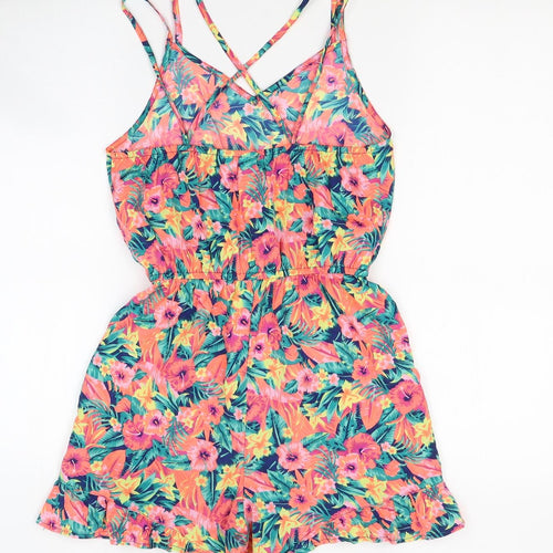 Primark Girls Multicoloured Floral Polyester Playsuit One-Piece Size 10-11 Years  Pullover