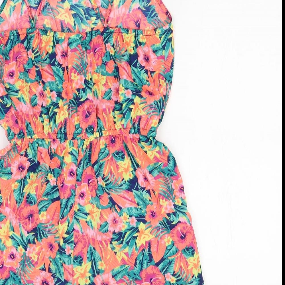 Primark Girls Multicoloured Floral Polyester Playsuit One-Piece Size 10-11 Years  Pullover