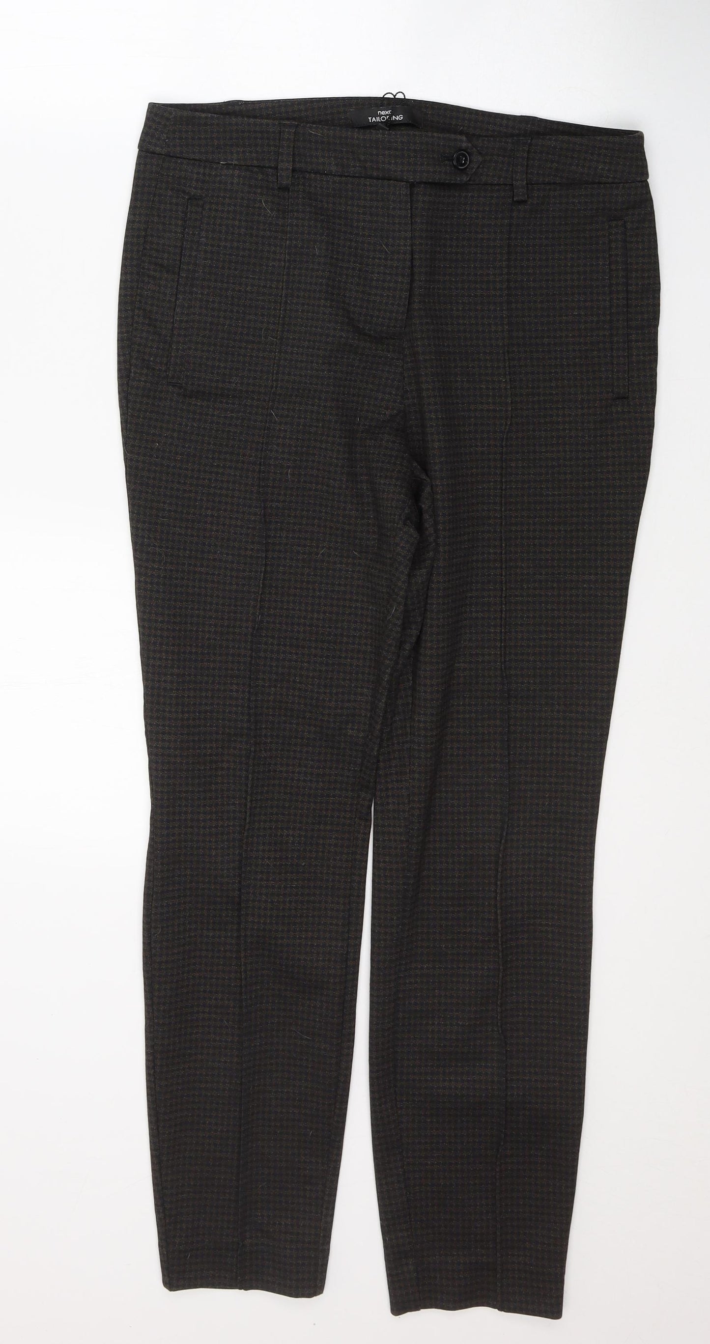 NEXT Womens Black Geometric Polyester Trousers  Size 10 L27 in Regular Button