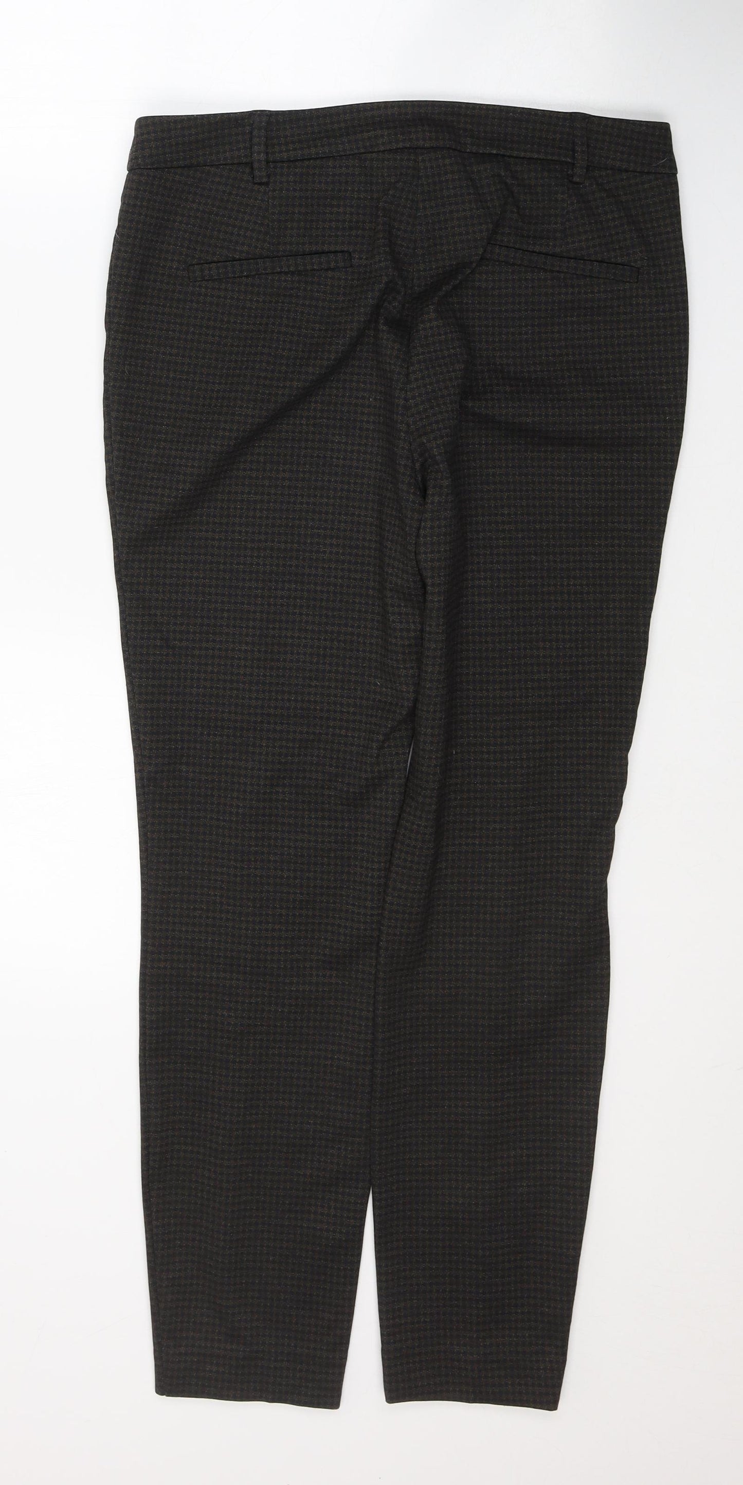 NEXT Womens Black Geometric Polyester Trousers  Size 10 L27 in Regular Button