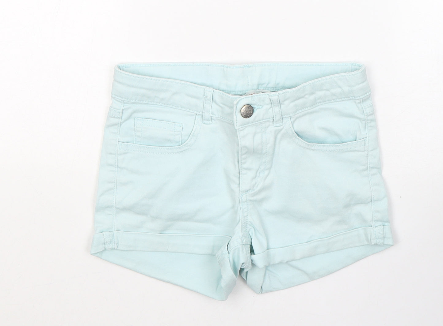 H&M Girls Blue  Cotton Hot Pants Shorts Size 10-11 Years  Regular Buckle