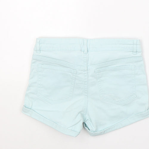 H&M Girls Blue  Cotton Hot Pants Shorts Size 10-11 Years  Regular Buckle