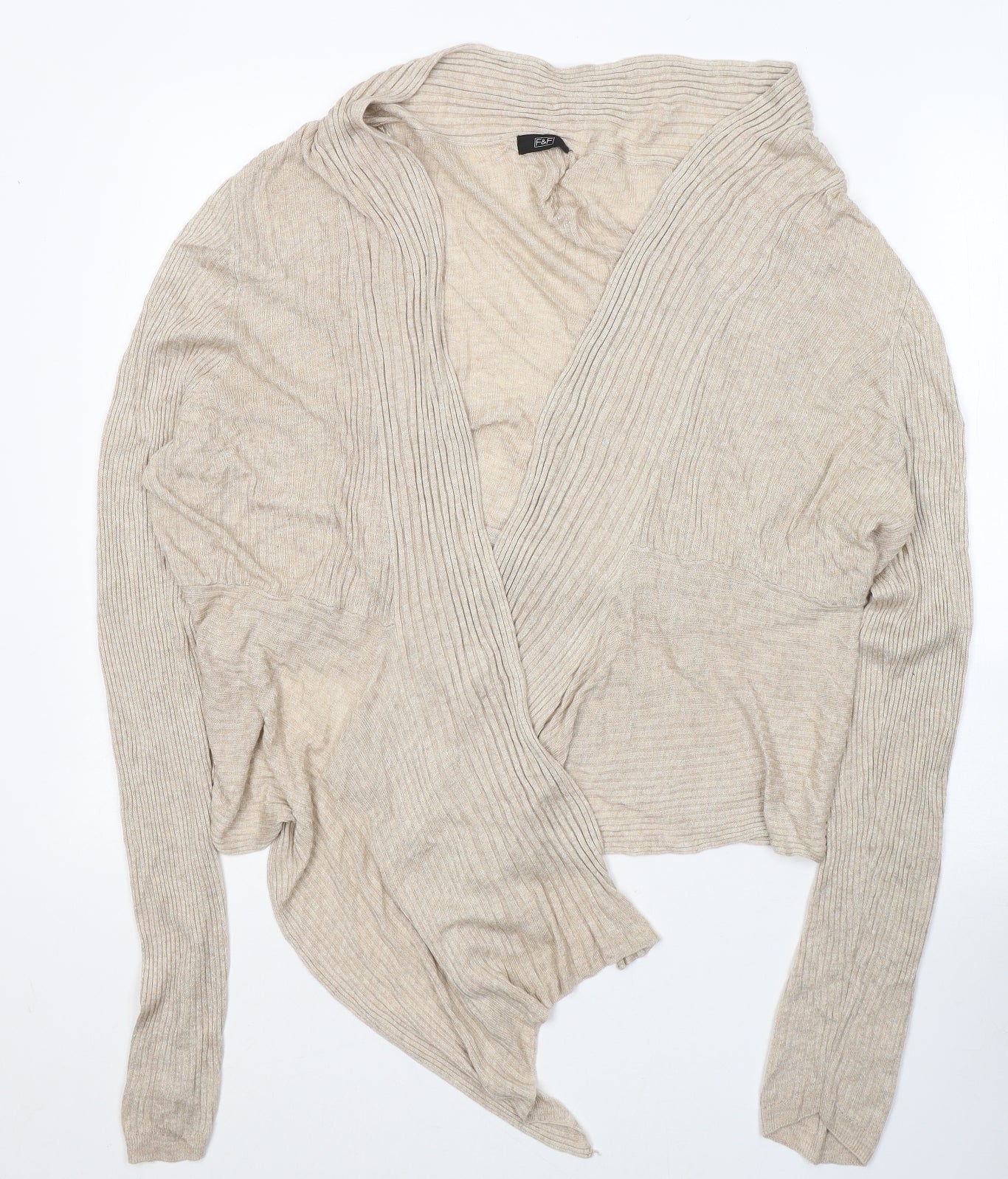 F&F Womens Beige V-Neck  Viscose Cardigan Jumper Size 20