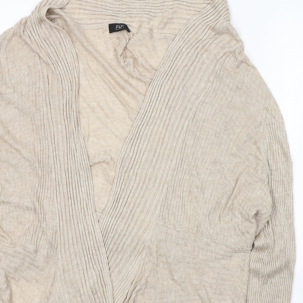 F&F Womens Beige V-Neck  Viscose Cardigan Jumper Size 20