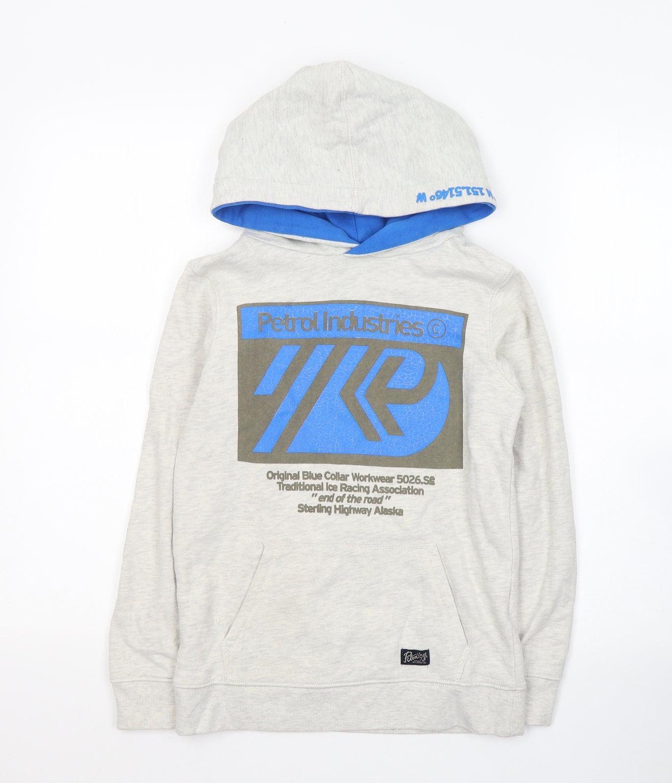 Petrol Industries Boys Grey  Cotton Pullover Hoodie Size 9-10 Years  Pullover - Original