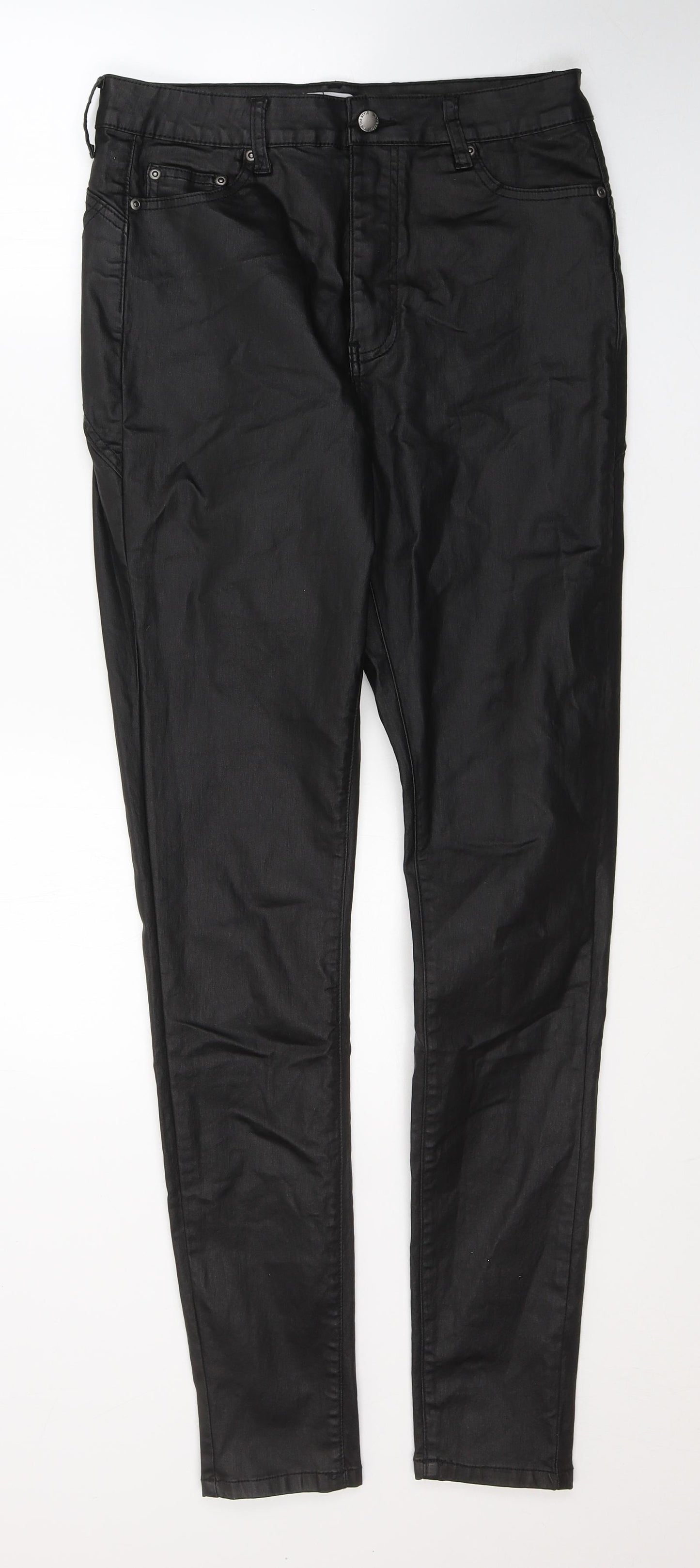 In the Style Womens Black  Polyethylene Skinny Jeans Size 12 L32 in Regular Button