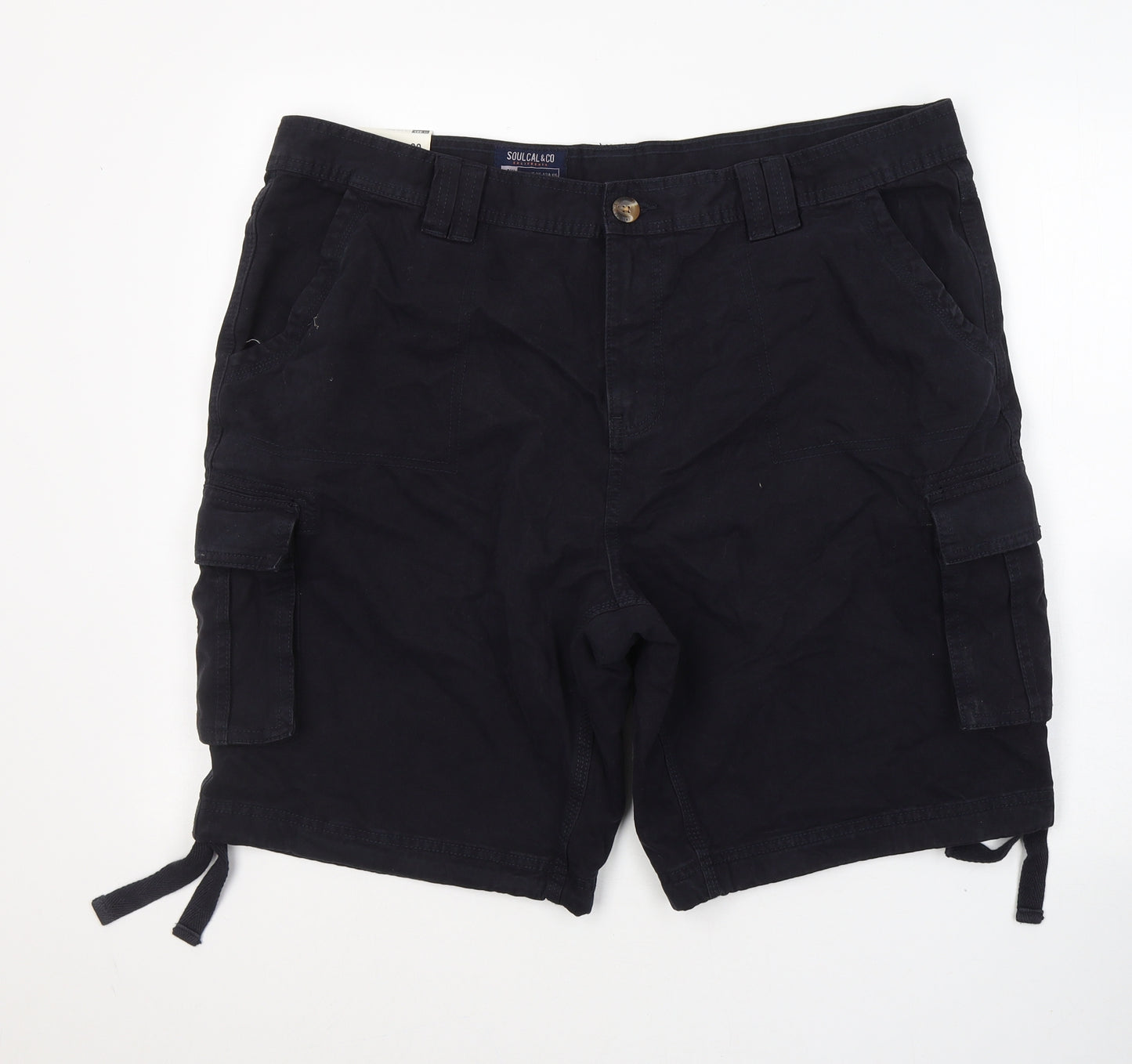 SoulCal&Co Mens Black  Cotton Cargo Shorts Size 3XL L10 in Regular Button