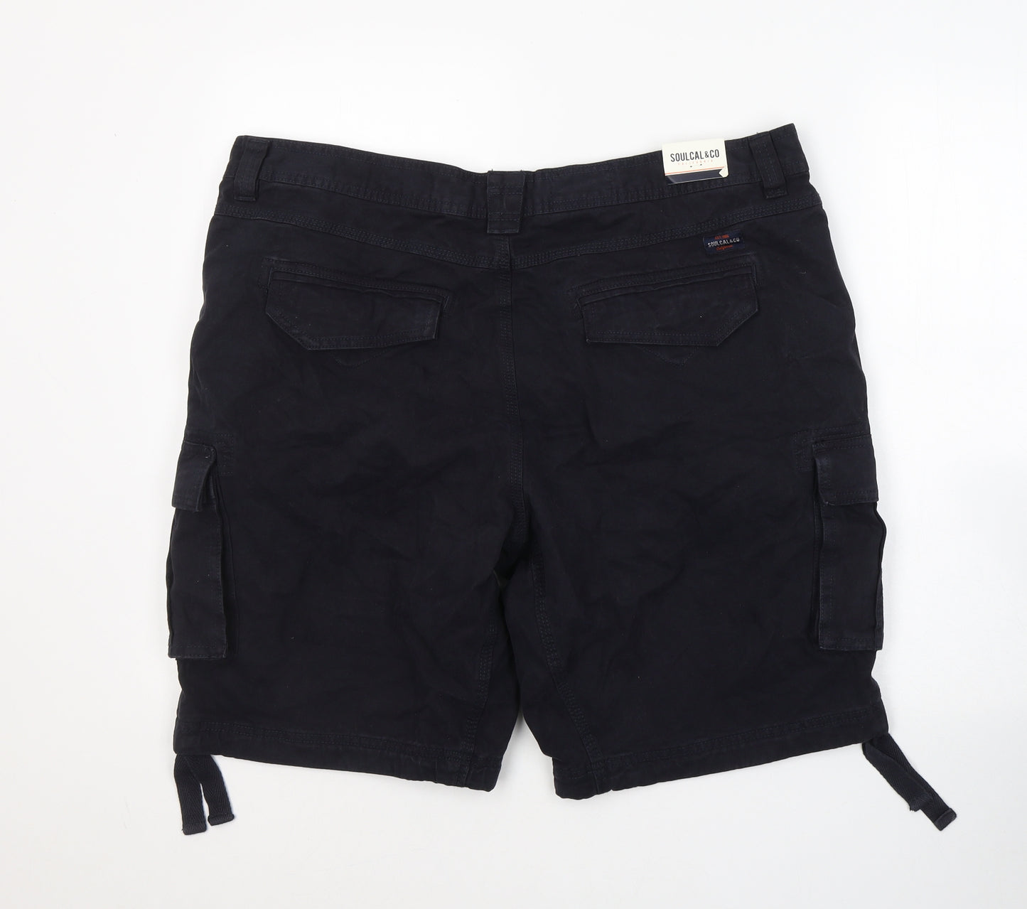 SoulCal&Co Mens Black  Cotton Cargo Shorts Size 3XL L10 in Regular Button