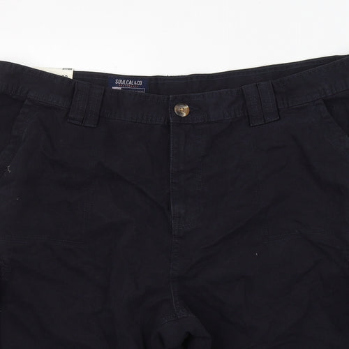 SoulCal&Co Mens Black  Cotton Cargo Shorts Size 3XL L10 in Regular Button