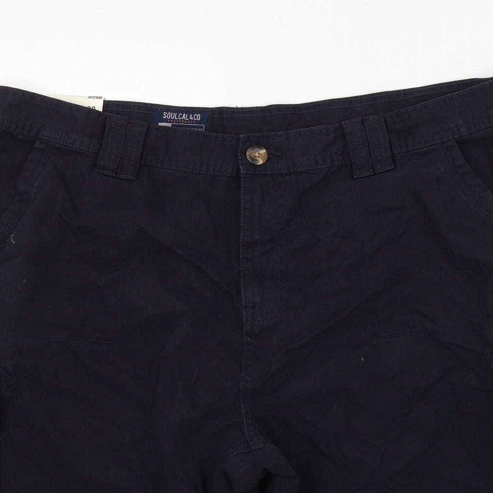 SoulCal&Co Mens Black  Cotton Cargo Shorts Size 3XL L10 in Regular Button